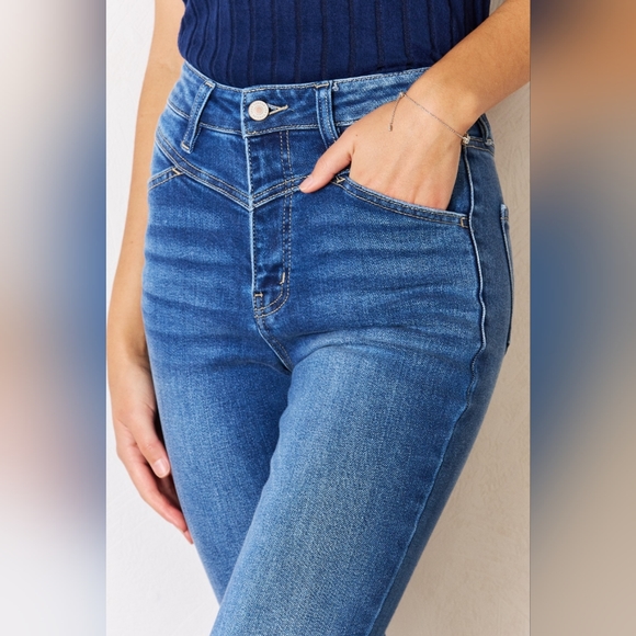 Kancan High Rise Raw Hem Flare Jeans - Picture 4 of 10